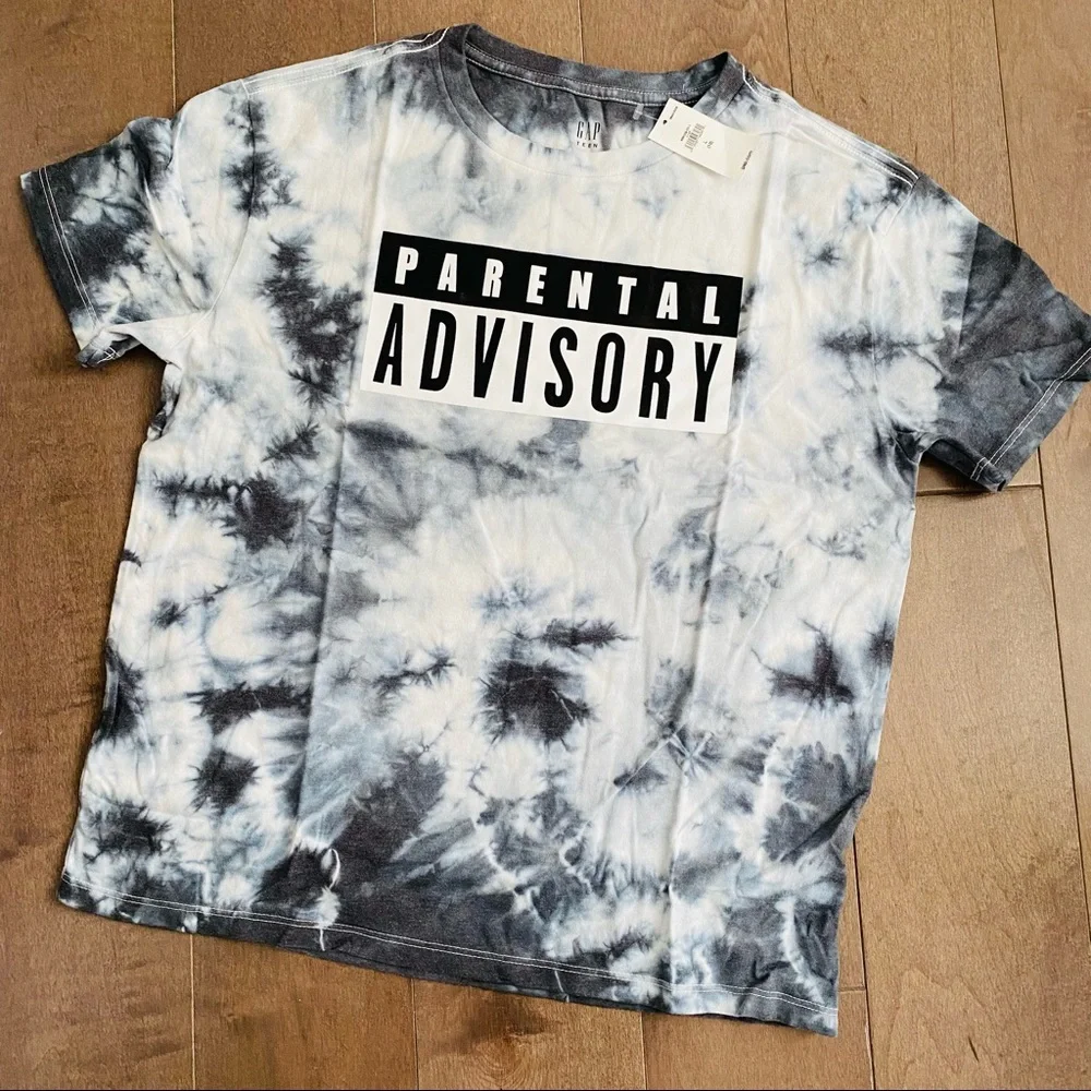 GAP Unisex Parental Advisory Oversized Tie-Dye Graphic T-Shirt Size Large New